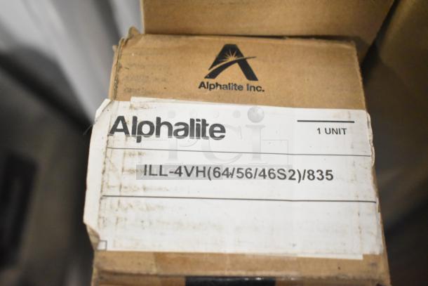 Alphalite Infinity LED Linear Strip box showing model ILL-4VH with Alphalite Inc. label. New scratch and dent condition.