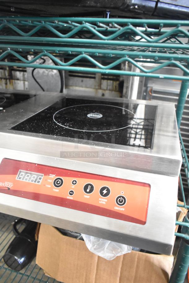 Brand new Avantco 177IC35DB double induction cooker, 208-240V, 1 phase. Scratch and dent condition, control panel visible.