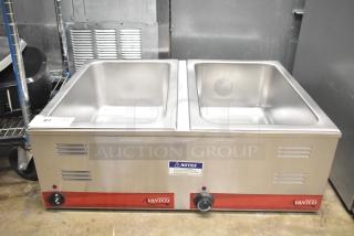Brand new Avantco 177FW200D dual well electric countertop food warmer, 12"x20", thermostatic controls, 120V, one phase.