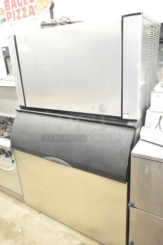 2019 Ice-O-Matic CIM1446HA4 Half Dice Cube Ice Machine on commercial ice bin, 1520 lb capacity, 208-230V, 1 phase.