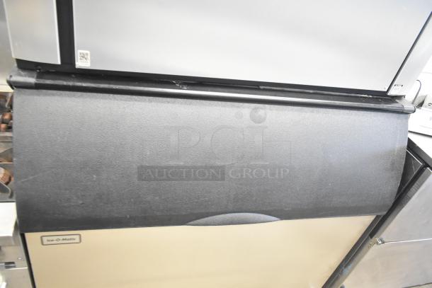 2019 Ice-O-Matic CIM1446HA4 half dice cube ice machine on a commercial bin. Capacity 1520 lb, 208-230V, 1 Phase.