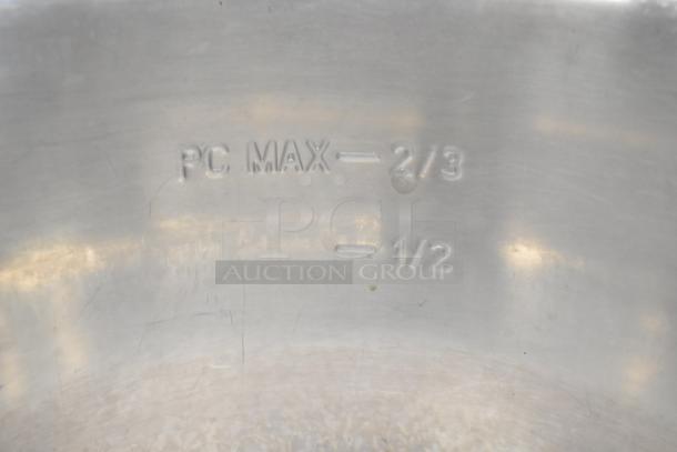 Inner pot of Instant Pot Duo 80 v5 showing fill level markings for pressure cooking, labeled "PC MAX—2/3" and "1/2".