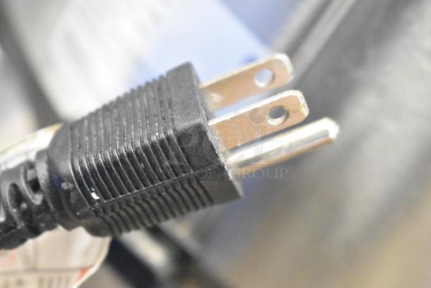 Close-up of a two-prong power plug for Instant Pot Duo 80 v5 countertop electric pressure cooker, 120 Volts.