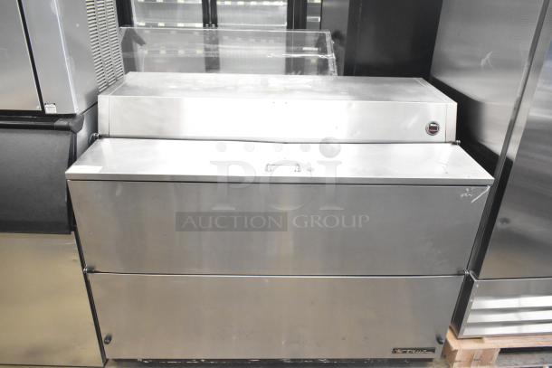 True TMC-58-S Commercial Milk Cooler, stainless steel finish, 115 volts, 1 phase, True logo, good condition.