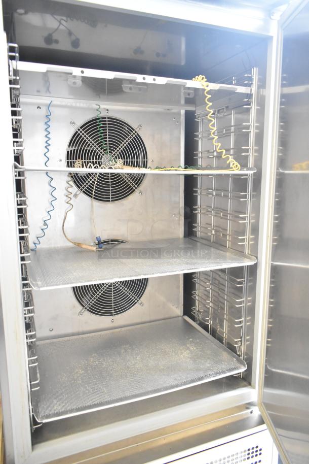 2022 Desmon GBF-15+ETL Commercial Blast Chiller, stainless steel, 4 probes, 220V, 3 phase, interior view, shelves, fan.