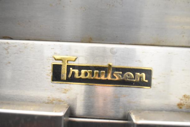 Traulsen G20010 Commercial 2 Door Cooler, metal exterior, visible branding, 115 volts, 1 phase, used condition.