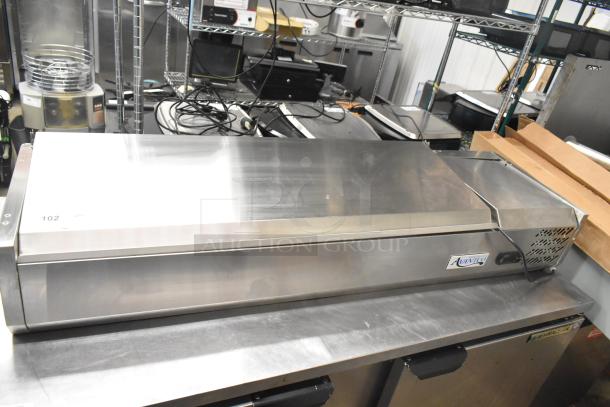 2025 Avantco 360CPT54 Commercial Countertop Refrigerated Rail, stainless steel, 115 volts, 1 phase, new condition, visible label.