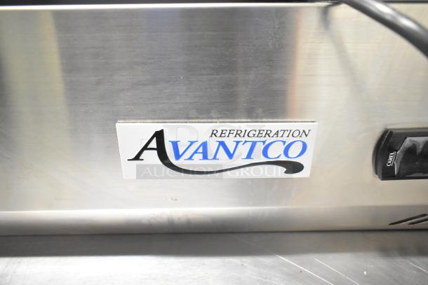 2025 Avantco 360CPT54 Commercial Refrigerated Rail, stainless steel, 115V, visible Avantco logo, well-maintained.