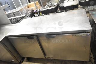 Beverage Air WTR60A undercounter cooler, two doors, on casters, stainless steel, 115V, 1 phase, visible brand label.