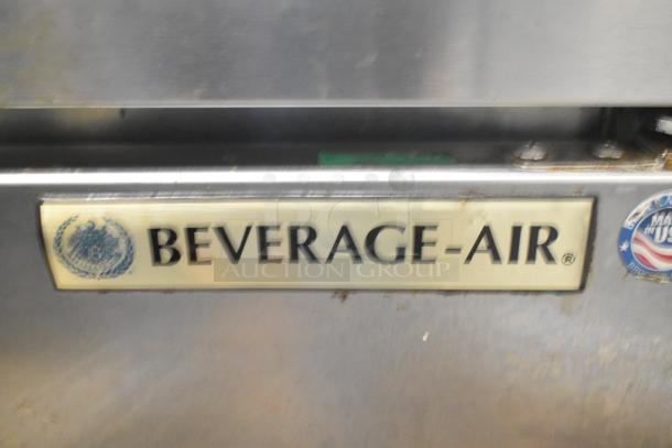 Beverage Air WTR60A 2-door undercounter cooler, stainless steel, commercial casters, 115V, 1 phase, manufacturer logo visible.