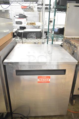 2018 Delfield 406P-STAR4 undercounter cooler, single door, stainless steel, 115V, fragile sticker on front.