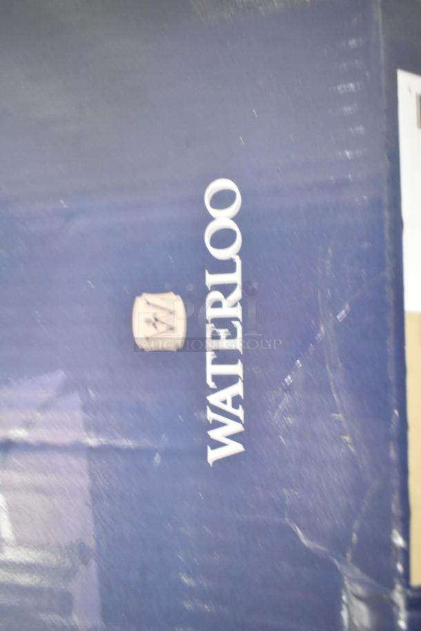 BRAND NEW 750AF14 Waterloo 14" Pre-Rinse Add-On Faucet, Scratch and Dent Visible. Box labeled "WATERLOO."