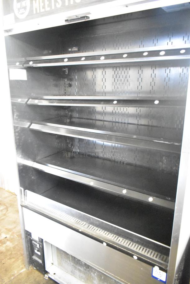 Structural Concepts Oasis B42 open grab-and-go merchandiser, commercial floor style, black shelves, 120V, 1 Phase.