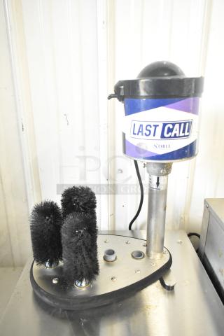 Noble 274LCNBGW heavy-duty electric glass washer, five brushes, "Last Call" label, 115 volts, 1 phase, stainless steel base.