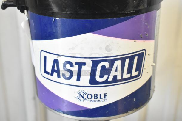 Noble 274LCNBGW electric glass washer, heavy-duty, five brushes, upright model. Visible "Last Call" label. 115V, 1 phase.