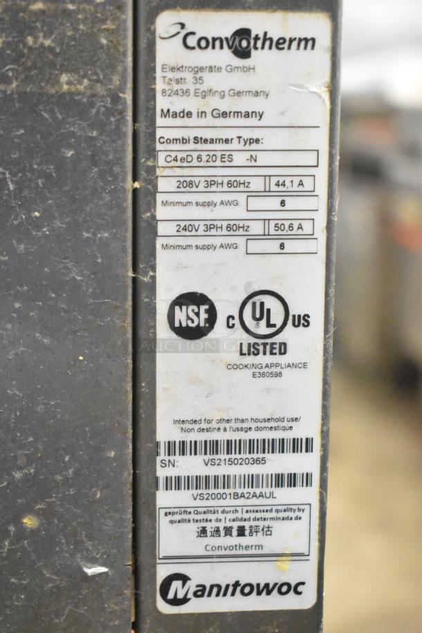 Convotherm C4eD6.20ES-N stainless steel combi oven, electric powered, on an equipment stand. Features NSF and UL listings.