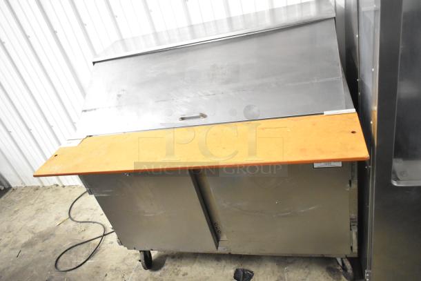 Beverage Air commercial sandwich salad prep table, Bain Marie mega top, stainless steel, on casters, 115 volts, 1 phase.