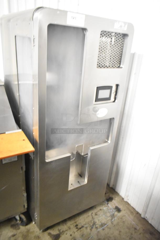 JBT 2ND-GEN-MFJ-HE citrus juicer, commercial floor model on casters, stainless steel, 115V, touchscreen, excellent condition.