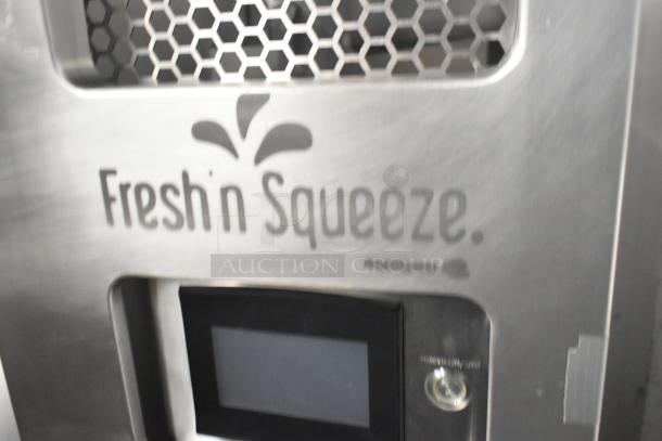 JBT 2ND-GEN-MFJ-HE Fresh N Squeeze commercial citrus juicer, floor style with touchscreen, stainless steel finish, durable casters.