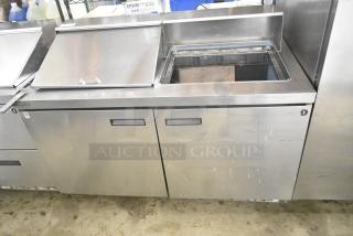 2017 Delfield 4460N-24M sandwich salad prep table, missing lid, Bain Marie mega top, stainless steel, 115V, 1 phase.