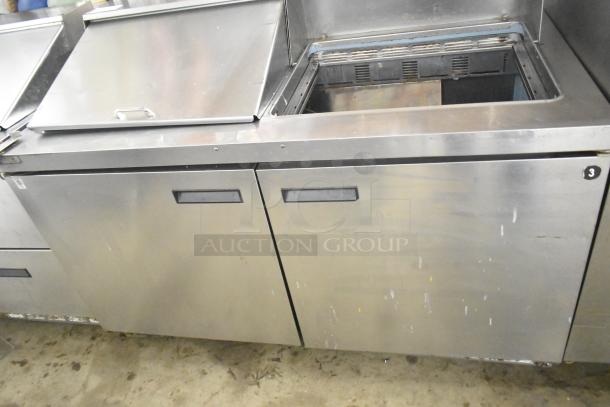 2017 Delfield 4460N-24M prep table, stainless steel, missing lid, 115 volts, 1 phase; for commercial kitchen use.