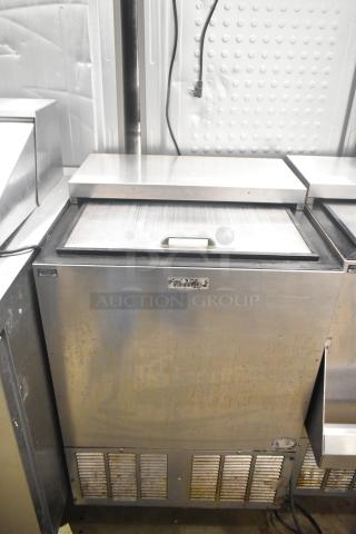 Perlick BC24 Commercial Back Bar Bottle Cooler, stainless steel, 115 volts, 1 phase, used condition with visible wear.