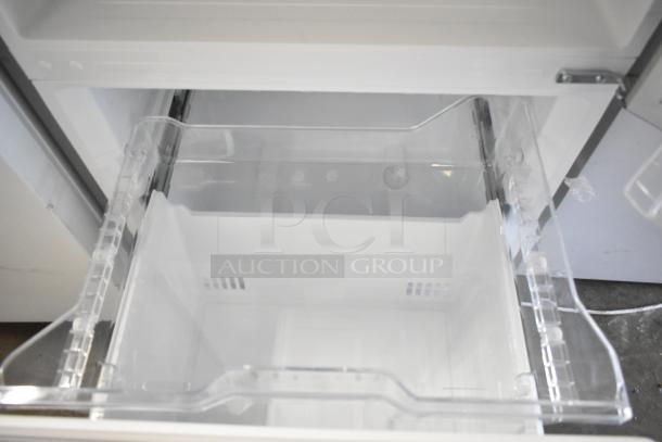 Brand new 2025 Vissani MDBF18SS cooler with freezer drawer, 115 volts, 1 phase, slight scratch and dent condition.