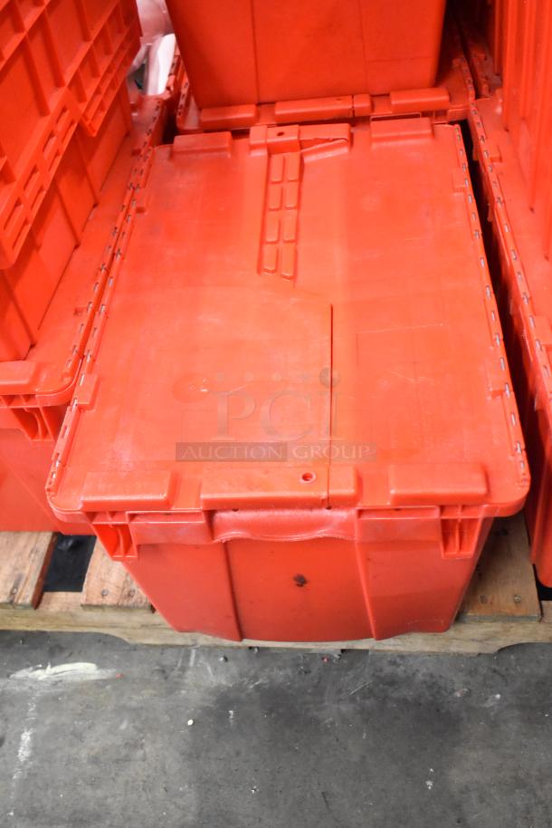 13 red poly bins containing napkins, dedicated holding bin drop-ins, cups, utensils; auctioned 13 times bid value.