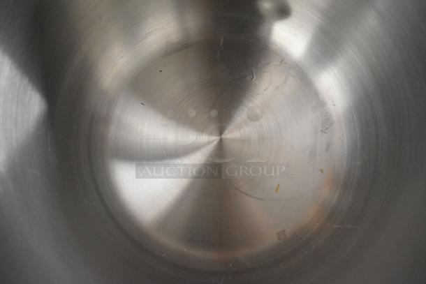 Monix Classica Pressure Steamer Pot, stainless steel interior, in well-used condition, showing wear and some residue.