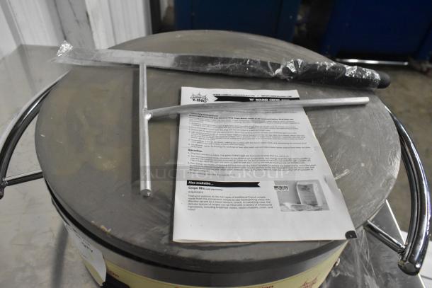 2023 Carnival King 382CMPT16M, 16" steel crepe maker, 208/240V, 1 Phase. Includes T-spreader, spatula, and instructions.