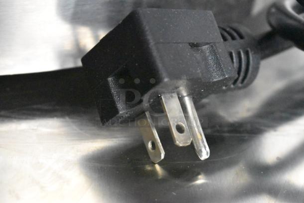 2023 Carnival King 382CMPT16M 16" crepe maker plug. Black, three-prong power cord. Uses 208/240 volts, 1 phase.