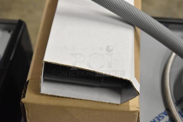 Gaggia MGV293NPU Vetro Black 3 Group Automatic Espresso Machine, brand new with scratches, 220/230V, shown in boxed condition.