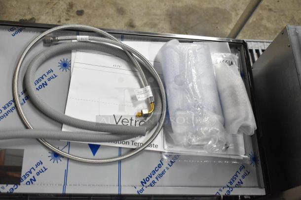 BRAND NEW SCRATCH AND DENT Gaggia MGV293NPU Vetro Black 3 Group Automatic Espresso Machine accessories and manual.