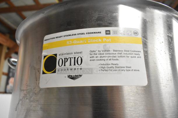 BRAND NEW Vollrath 3513 Optio 53 Qt. Stainless Steel Stock Pot, induction ready, scratch and dent, visible label and markings.