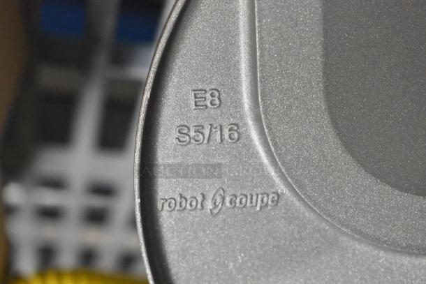 Robot Coupe E8 S5/16 slicing blade, brand new, marked with model and brand name.