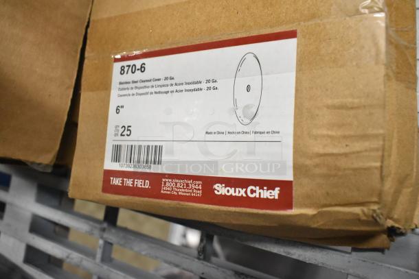 6 brand new scratch and dent items including Robot Coupe E8 S5/16 slicing blade, Sioux Chief 870-6 cleanout cover, and more.