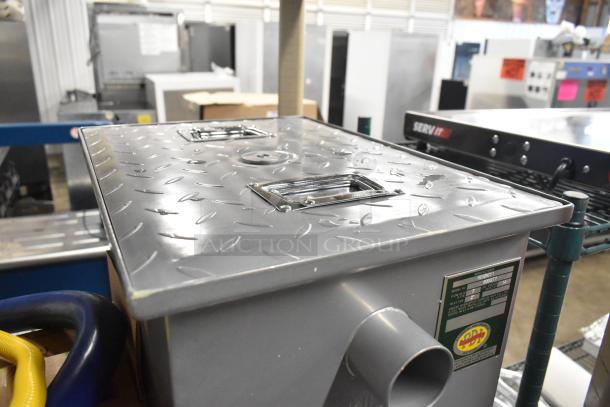 Regency 600GT7 grease trap, 14 lb, 7 GPM, new scratch and dent, 2" non-threaded connections, PDI certified label.