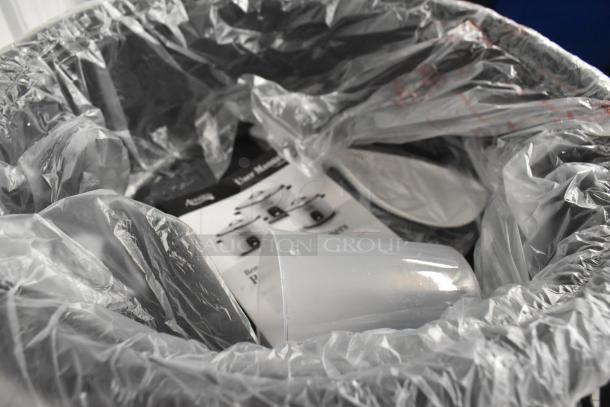 Brand new Avantco 177RCB60 60-cup electric rice cooker in original packaging, includes manual and accessories. 120V, 1 Phase.