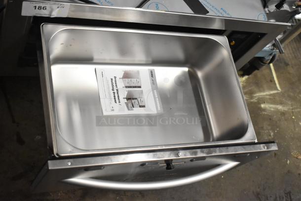 Brand new ServIt WDSBI-1 drawer warmer, stainless steel, built-in model, 120V, 1 phase, slight cosmetic dent, user manual included.
