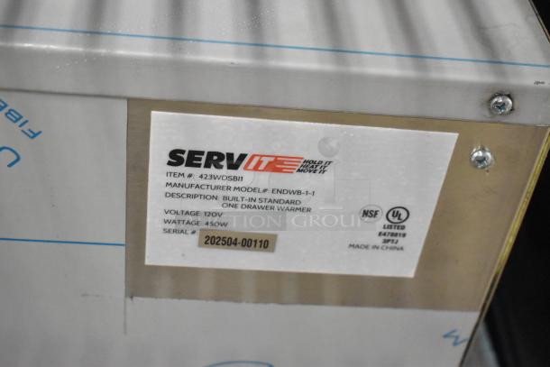 Brand new 2025 ServIt WDSBI-1 drawer warmer, 120V, 1 phase. Scratch and dent, 450W, NSF and UL listed. Serial: 202504-00110.