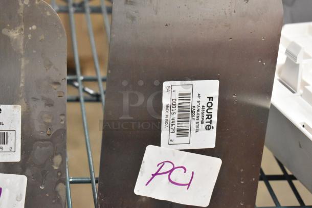 4 brand new scratch and dent items: 2 Fourté 483SMP48 stainless steel paddles shown, labeled with model and origin.