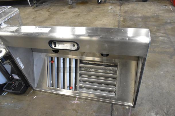 3' Independent INCL-36-SS stainless steel hood in used condition. Features vents and control panel. 120V, 1 phase.
