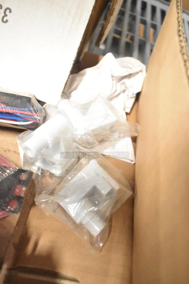 ALL ONE MONEY! Lot with Flavor Burst parts, Turbochef kickplate, drop-in bin, ballasts. Includes packaged and loose items.