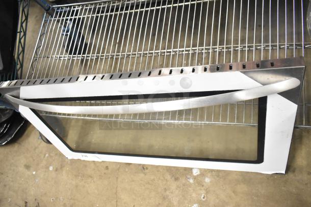 Convection Oven Replacement Door, stainless steel frame, clear glass panel, curved handle, excellent condition.
