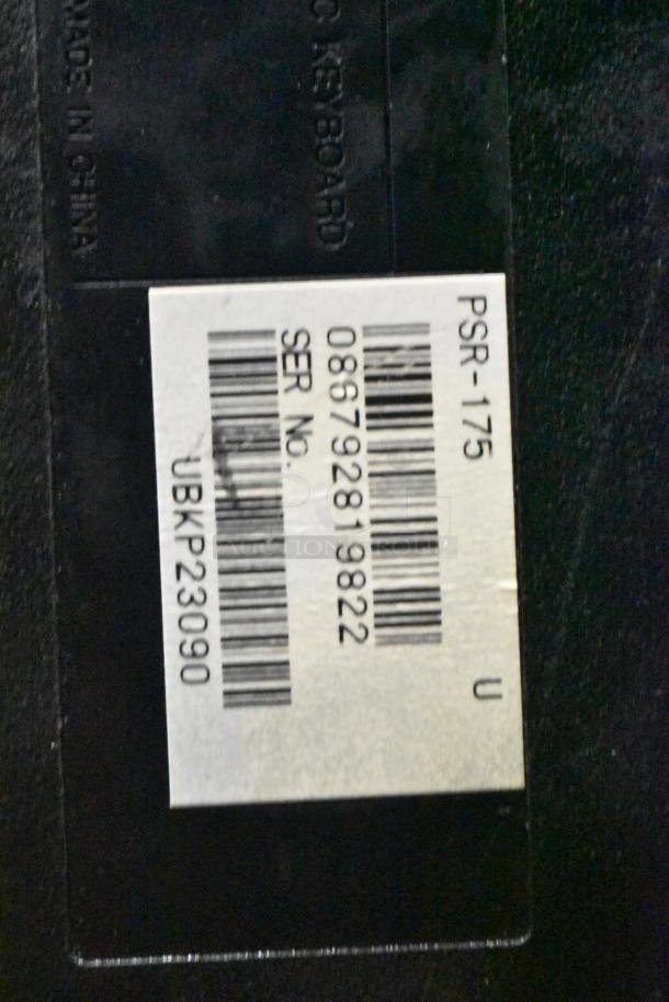 Serial number label for Yamaha PSR-175 Keyboard, showing model and serial number 086792819822. Made in China.
