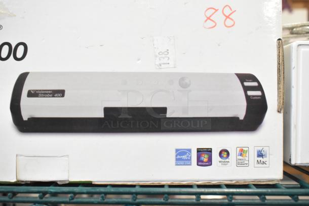 IN ORIGINAL BOX! Visioneer Strobe 400 Duplex Color Scanner, new condition, compatible with Windows and Mac.