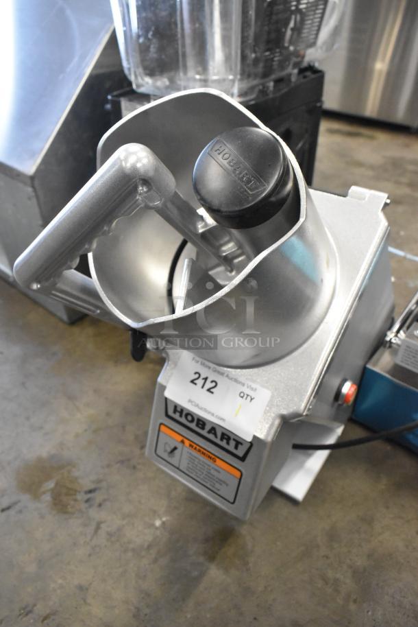 Hobart FP-150 countertop food processor with full moon pusher, stainless steel, visible brand logo, model number tag, excellent condition.