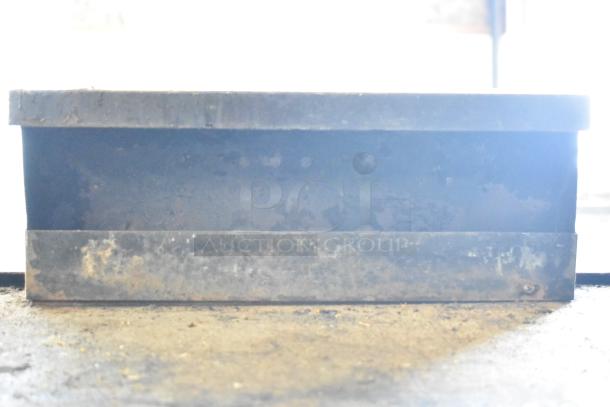 Blodgett commercial gas-powered double-deck pizza oven, showing exterior with signs of wear; ideal for high-volume cooking.