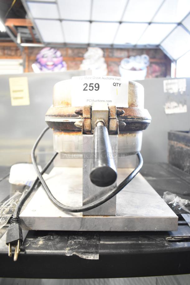 5020 Countertop Waffle Cone Maker, 120 Volts, 1 Phase, visible wear, metal construction, auction tag #259 attached.