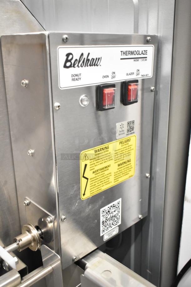 Belshaw Adamatic TG-50 stainless steel thermoglazing station, 2025 model, new with minor scratches, commercial casters, 208V, 1 phase.